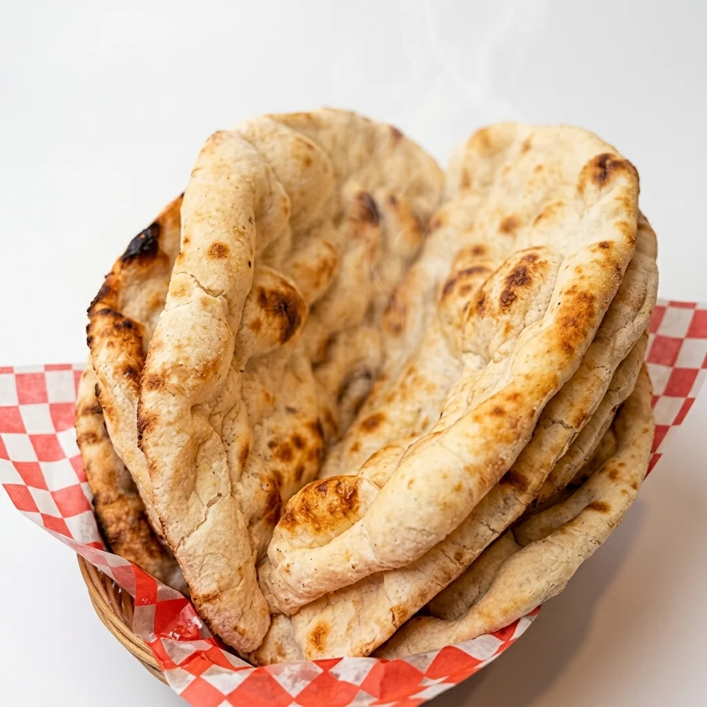 Basket of fresh tandoori naan at Shahi Zaika Calgary NE
