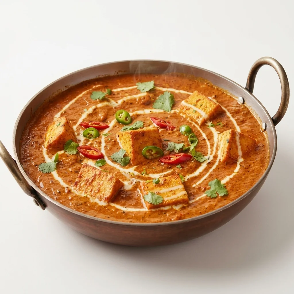 Paneer karahi simmered in a copper karahi at Shahi Zaika Calgary NE
